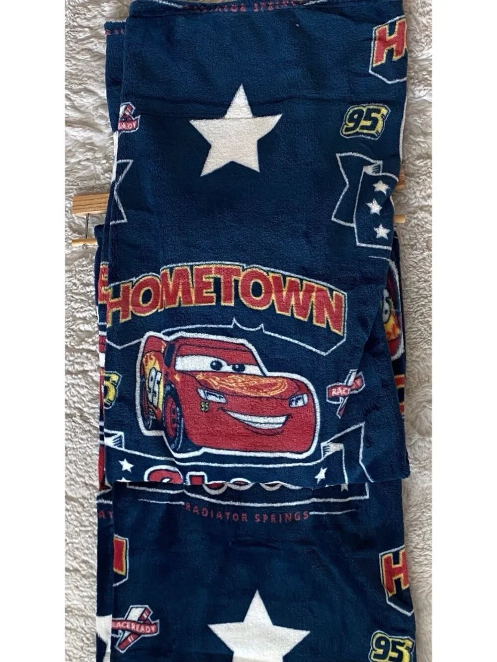 DISNEY Pixar CARS LIGHTNING MCQUEEN 95 Hometown Hero Throw Blanket 50” X 70” NEW